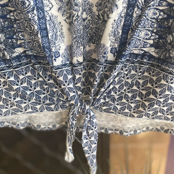 Lucky Brand Tie Front Top Shirt - Picture 2 of 7